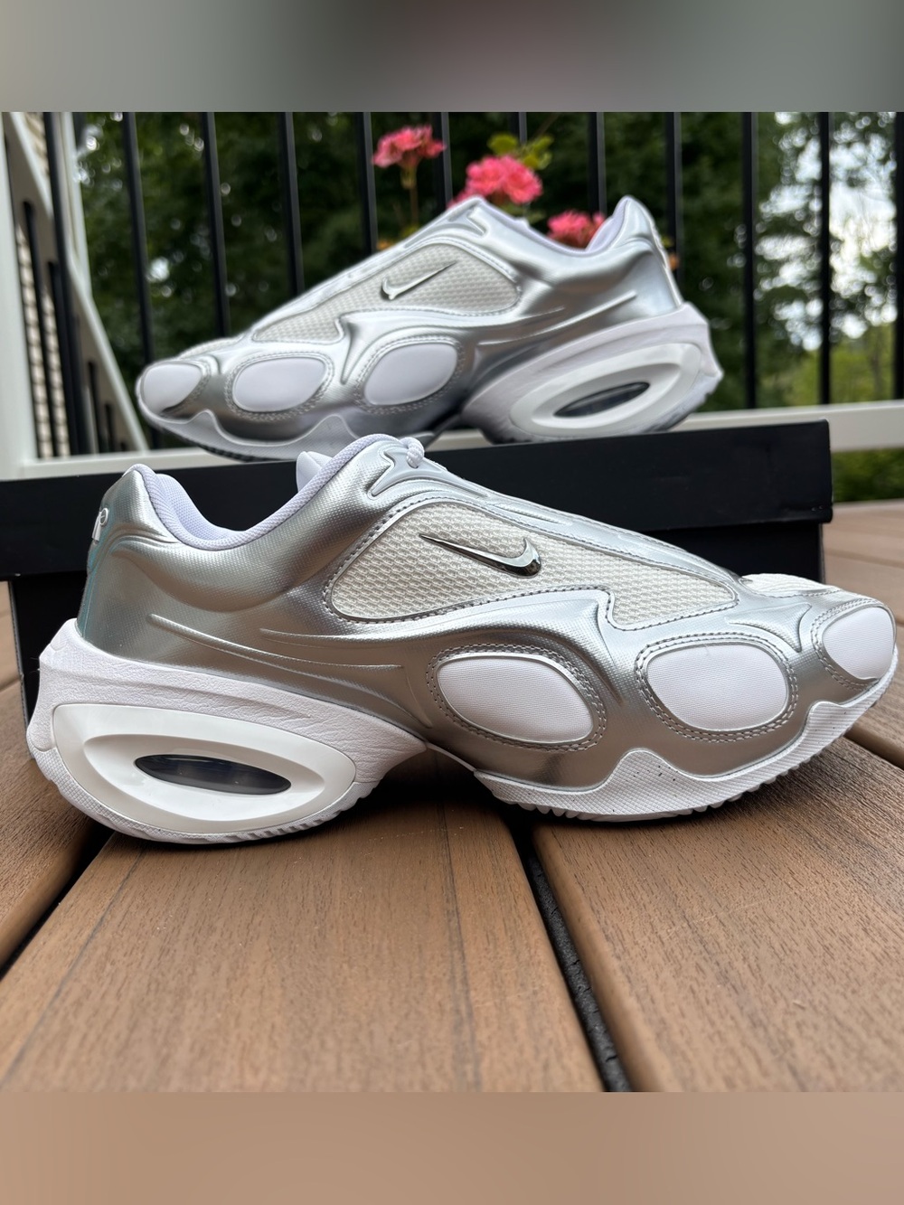 Nike Air Max Muse Silver and White. New in box. Men’s 8.5 or Women’s 10.